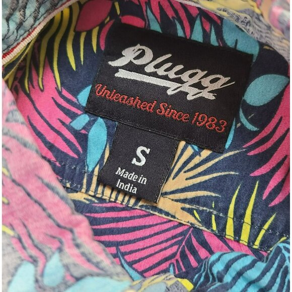Plugg Mens S Colorful Fade Floral Button Up Short Sleeve Hawaiian Tropical Shirt - Picture 6 of 9